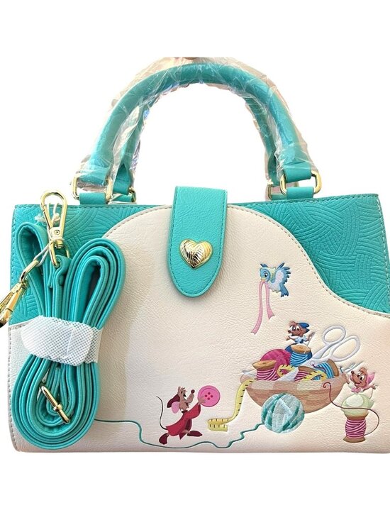 Loungefly Handbags - Loungefly Disney Cinderella Mice Bird Convertible Purse Crossbody Bag Teal NWT